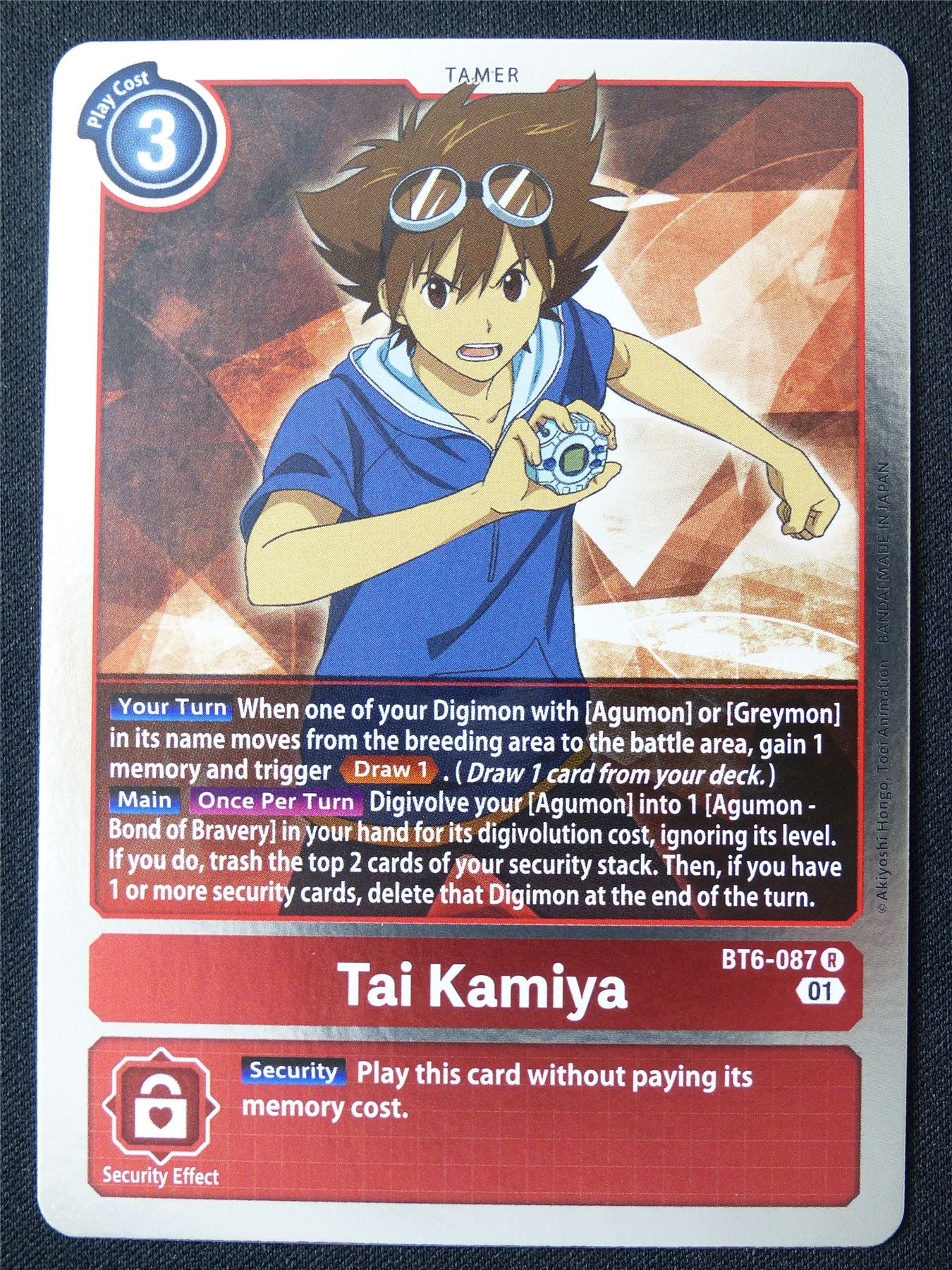 Tai Kamiya BT6-087 R Foil - Digimon Card #17F