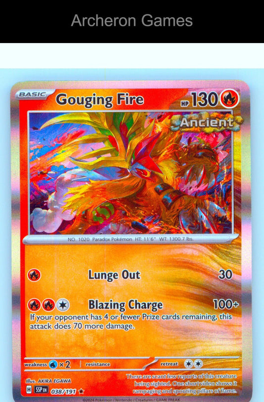 Pokemon Card Gouging Fire SSP 038/191 R Surging Sparks Holo