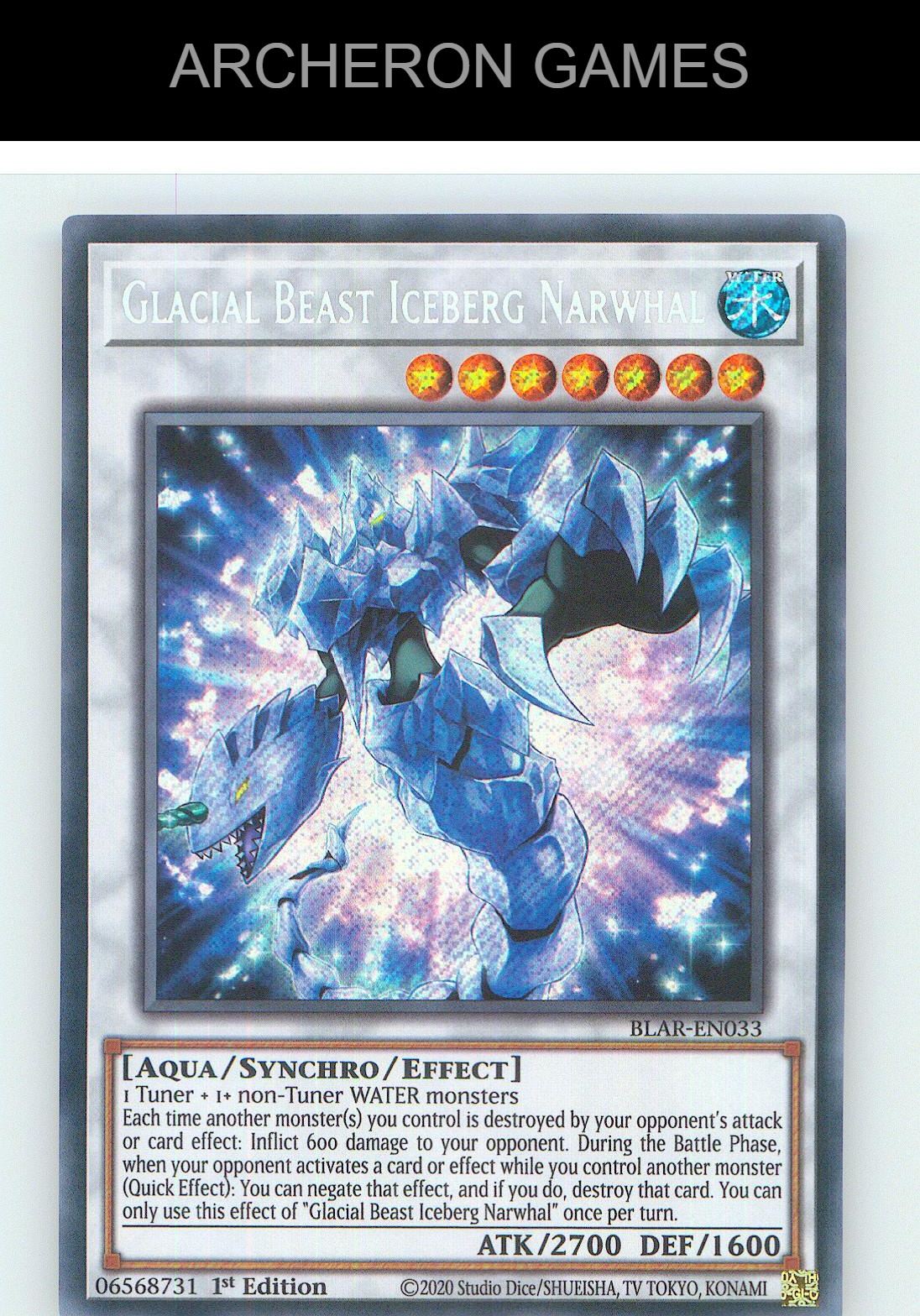 Glacial Beast Iceberg Narwhal SEC YUGIOH Card 1st Edition