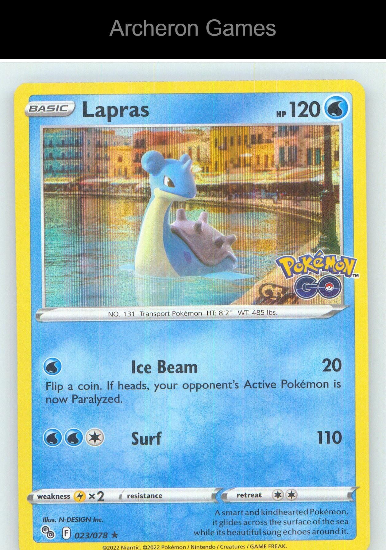 Pokemon Card Lapras PGO 023/078 HOLO R Pokemon GO