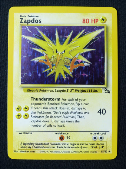 Zapdos 15/62 Holo Fossil LP - Pokemon Card #I3