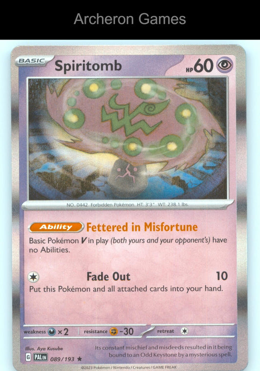 Pokemon Card Spiritomb PAL 089/193 R Paldea Evolved Holo