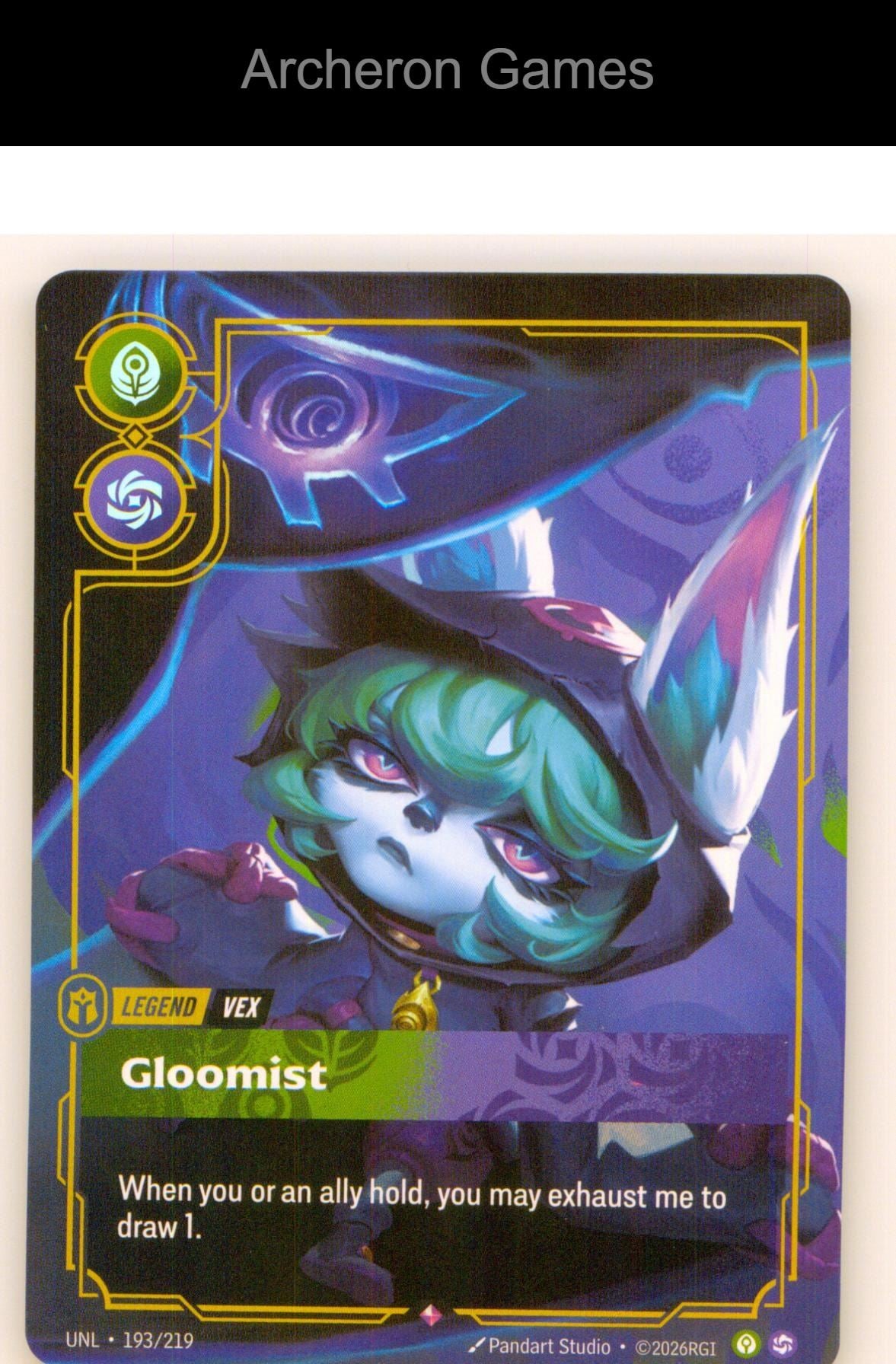 Vex - Gloomist UNL 193/219 R Unleashed Riftbound Card