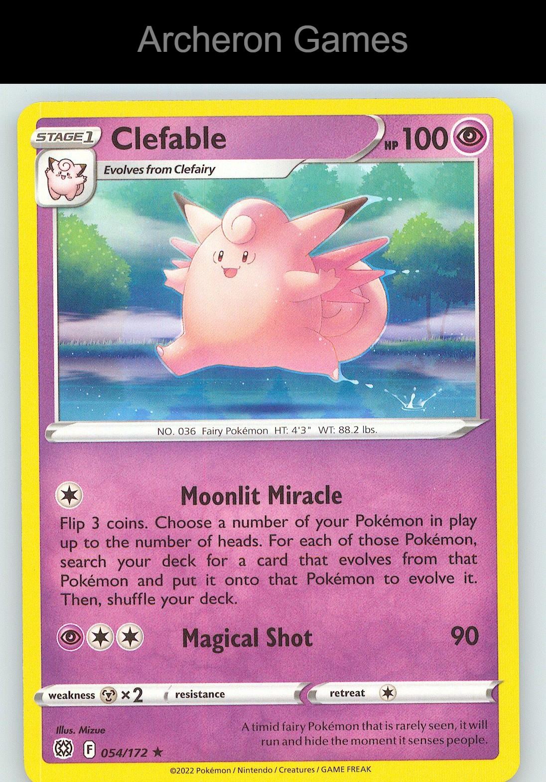 Pokemon Card Clefable BRS 054/172 R Brilliant Stars