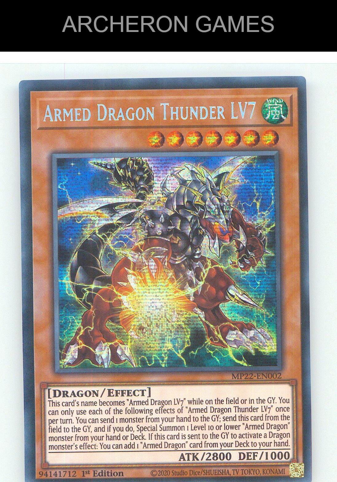 Armed Dragon Thunder LV7 Prismatic Secret Rare YUGIOH Card 1st Edition