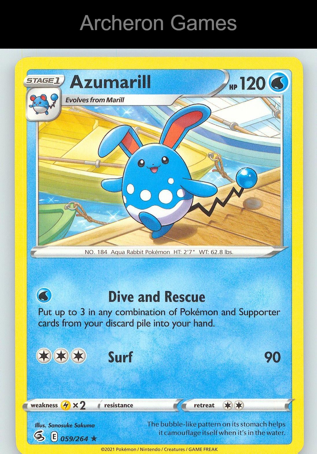 Pokemon Card Azumarill FST 059/264 R Fusion Strike
