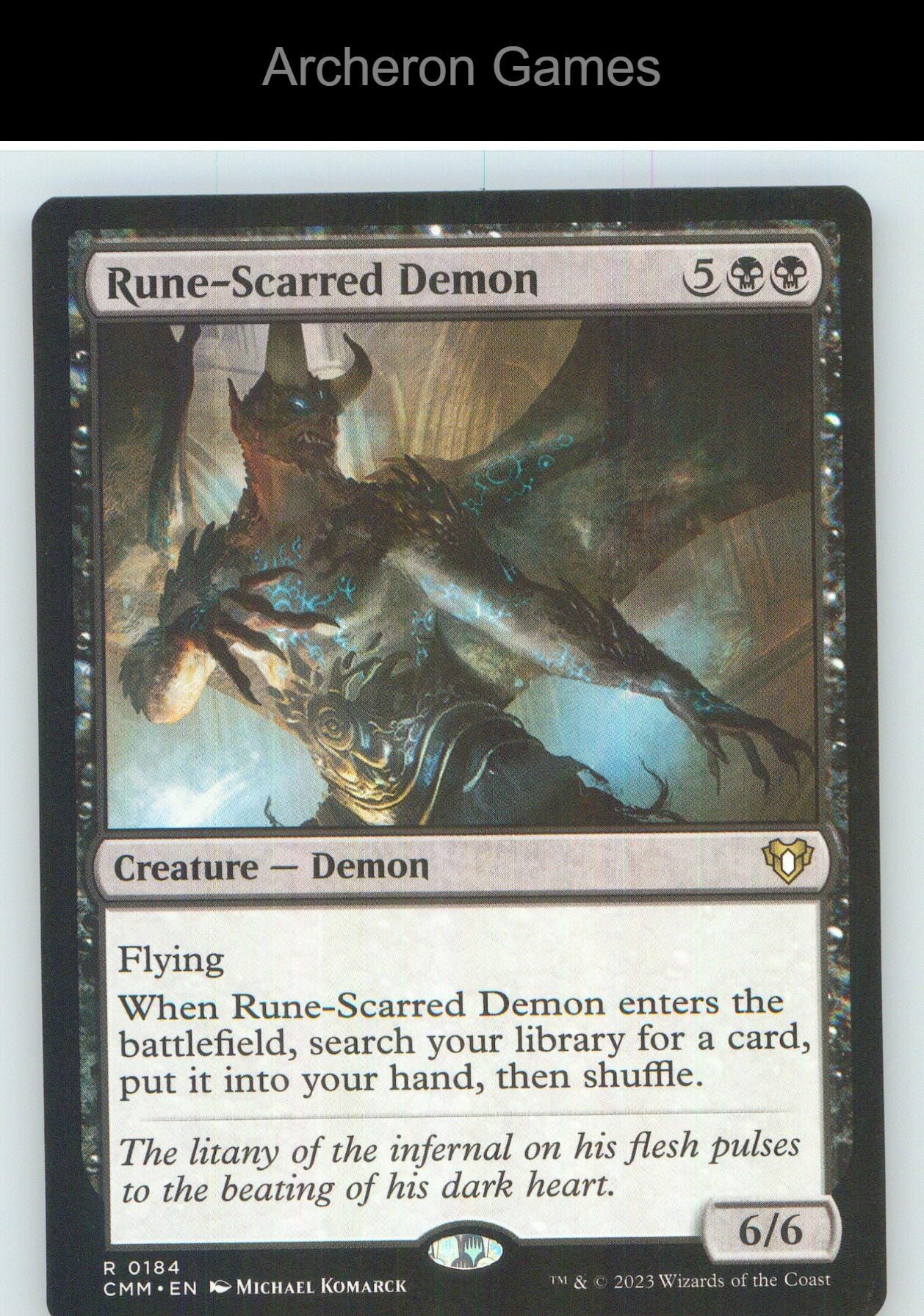 Rune-Scarred Demon CMM 184 R MTG Card NM/EX+