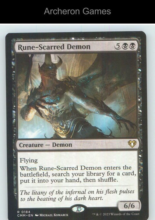 Rune-Scarred Demon CMM 184 R MTG Card NM/EX+