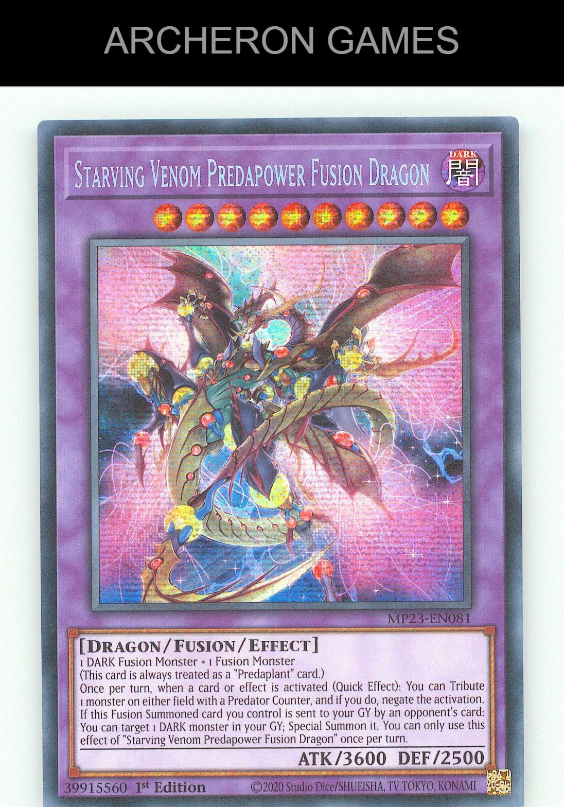 Starving Venom Predapower Fusion Dragon SEC YUGIOH Card