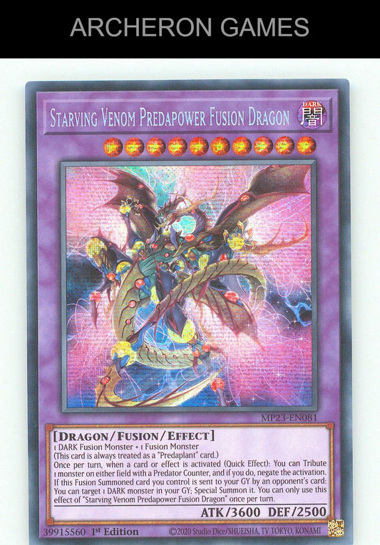 Starving Venom Predapower Fusion Dragon SEC YUGIOH Card