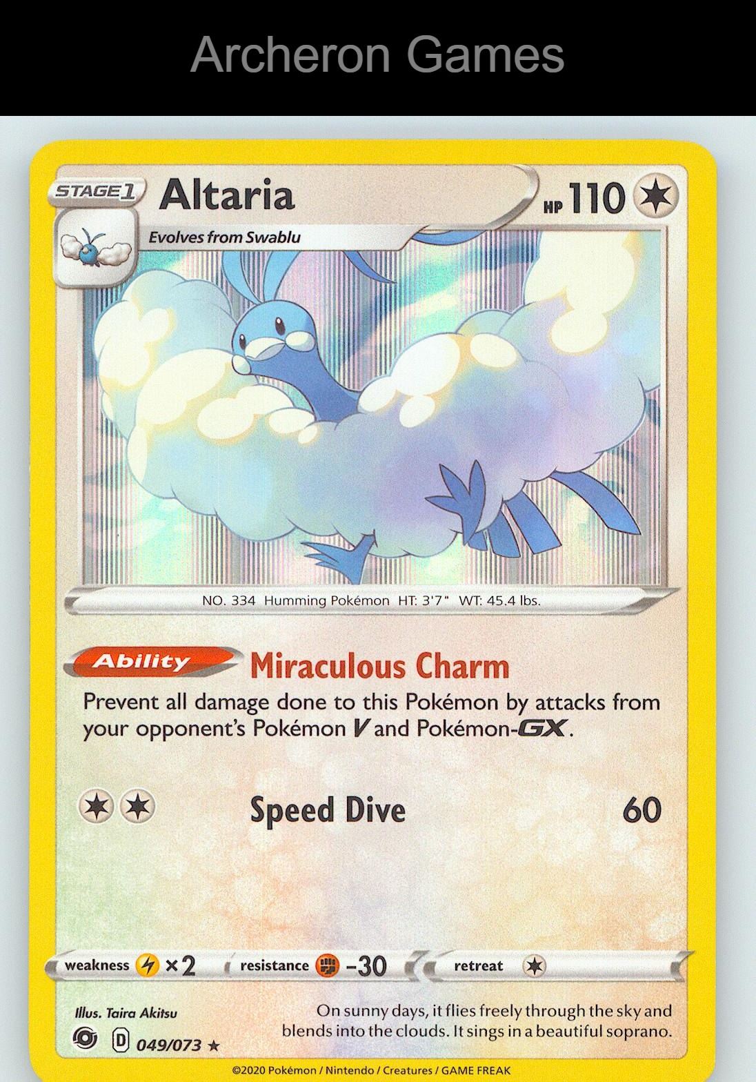 Pokemon Card Altaria CPA 049/073 Line Holo R Champion's Path