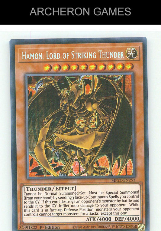 Hamon, Lord of Striking Thunder Prismatic Secret Rare YUGIOH Card 1st Edition