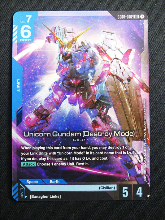 Unicorn Gundam Destroy Mode GD01-002 LR Foil - Gundam Card #3K1