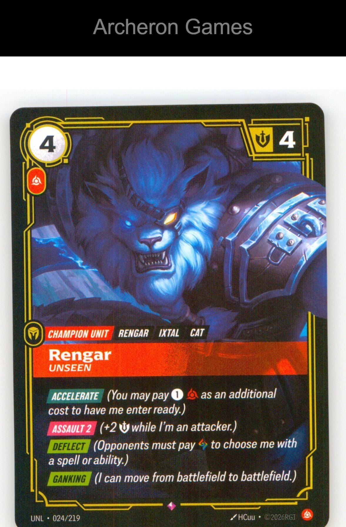 Rengar - Unseen UNL 024/219 R Unleashed Riftbound Card