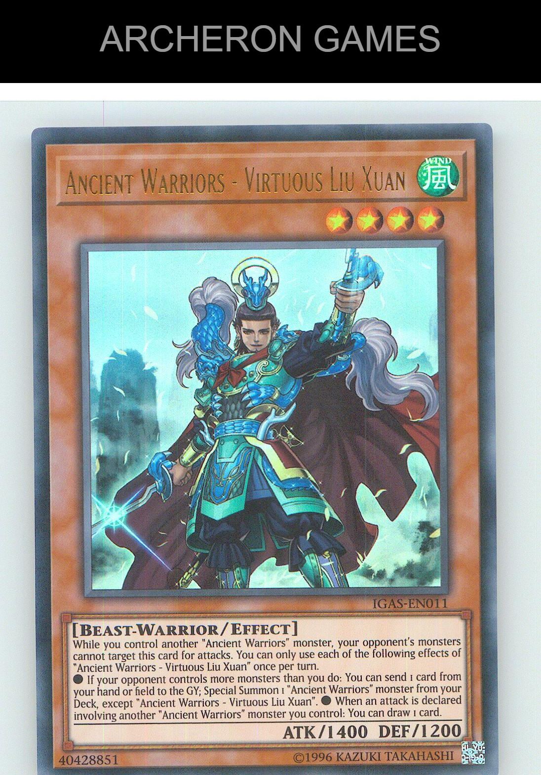 Ancient Warriors - Virtuous Liu Xuan Ultra Rare YUGIOH Card Unlimited