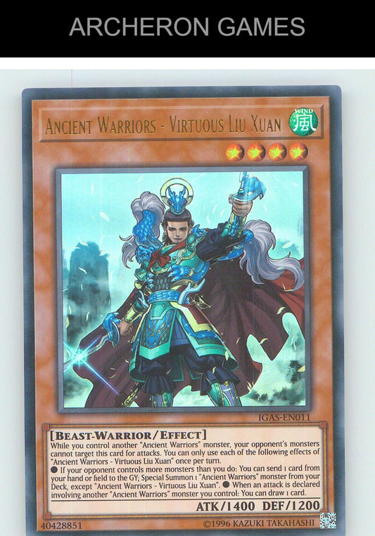 Ancient Warriors - Virtuous Liu Xuan Ultra Rare YUGIOH Card Unlimited