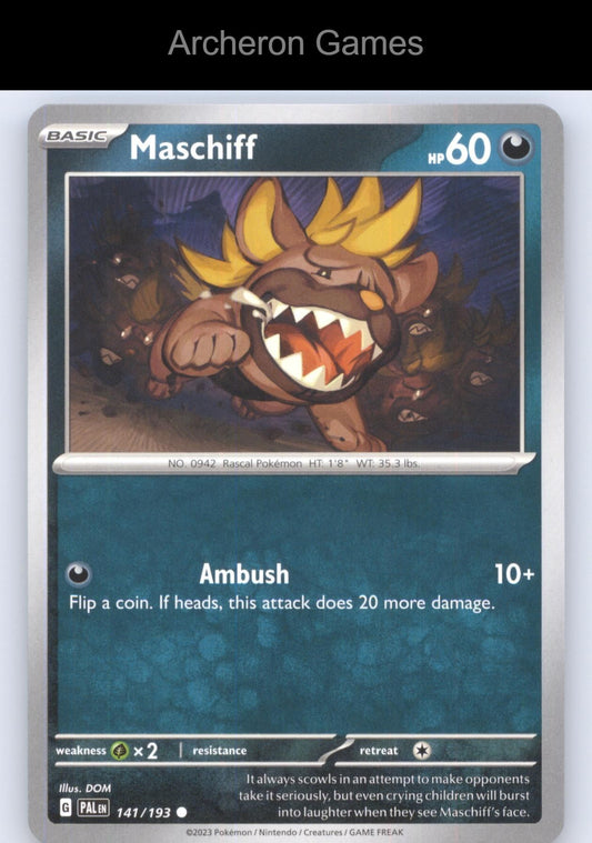 Pokemon Card Maschiff PAL 141/193 C Paldea Evolved