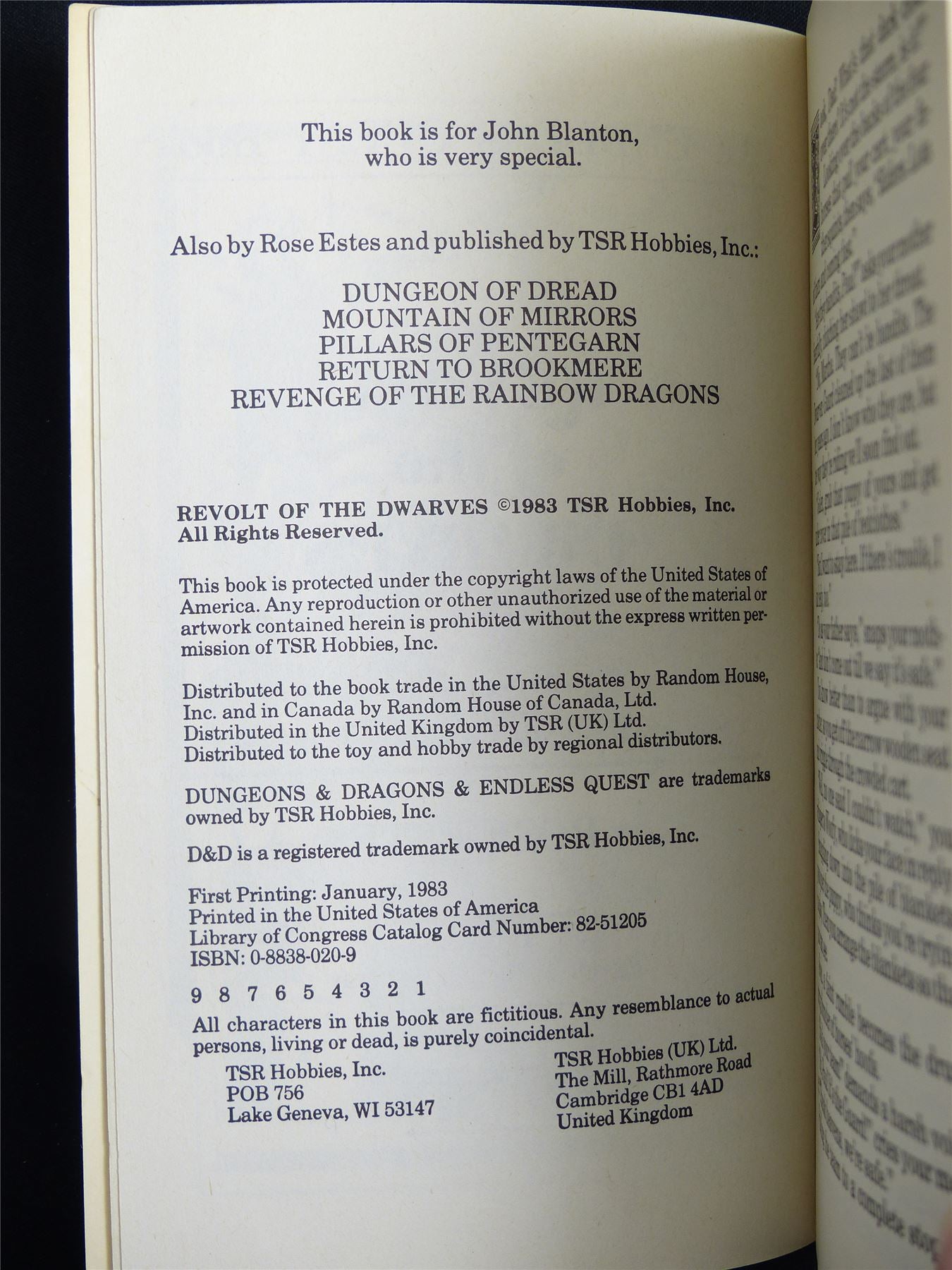 D&D Adventure Book: Revolt of the Dwarves Endless Quest - Vintage Novel Softback #LT