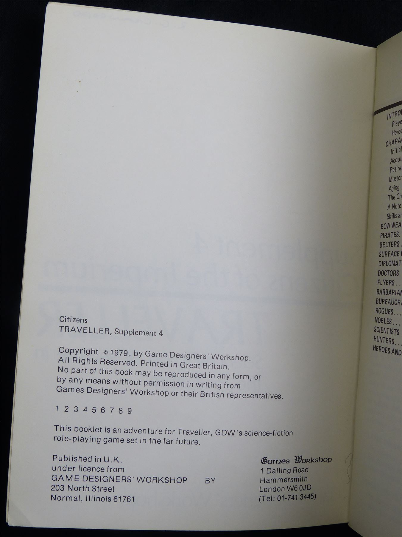 Traveller: Supplement 4 Citizens of the Imperium - Roleplaying Booklet #2T6
