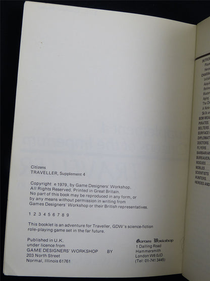 Traveller: Supplement 4 Citizens of the Imperium - Roleplaying Booklet #2T6