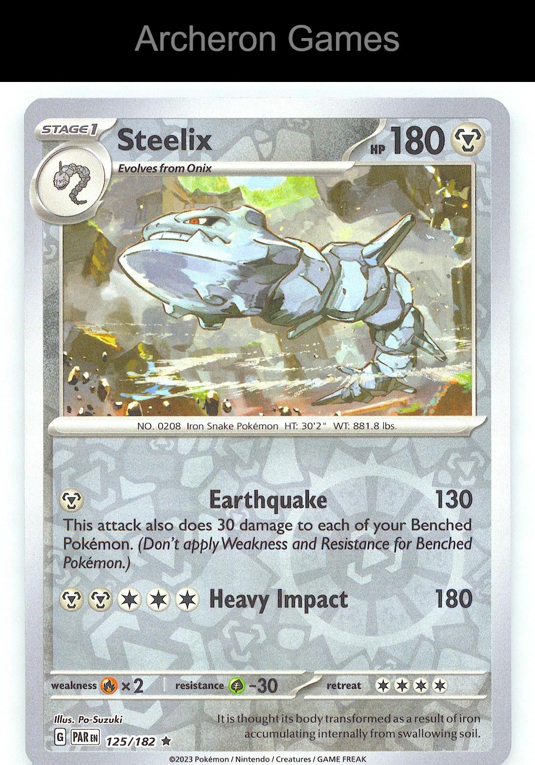 Pokemon Card Steelix PAR 125/182 R Paradox Rift Reverse Holo
