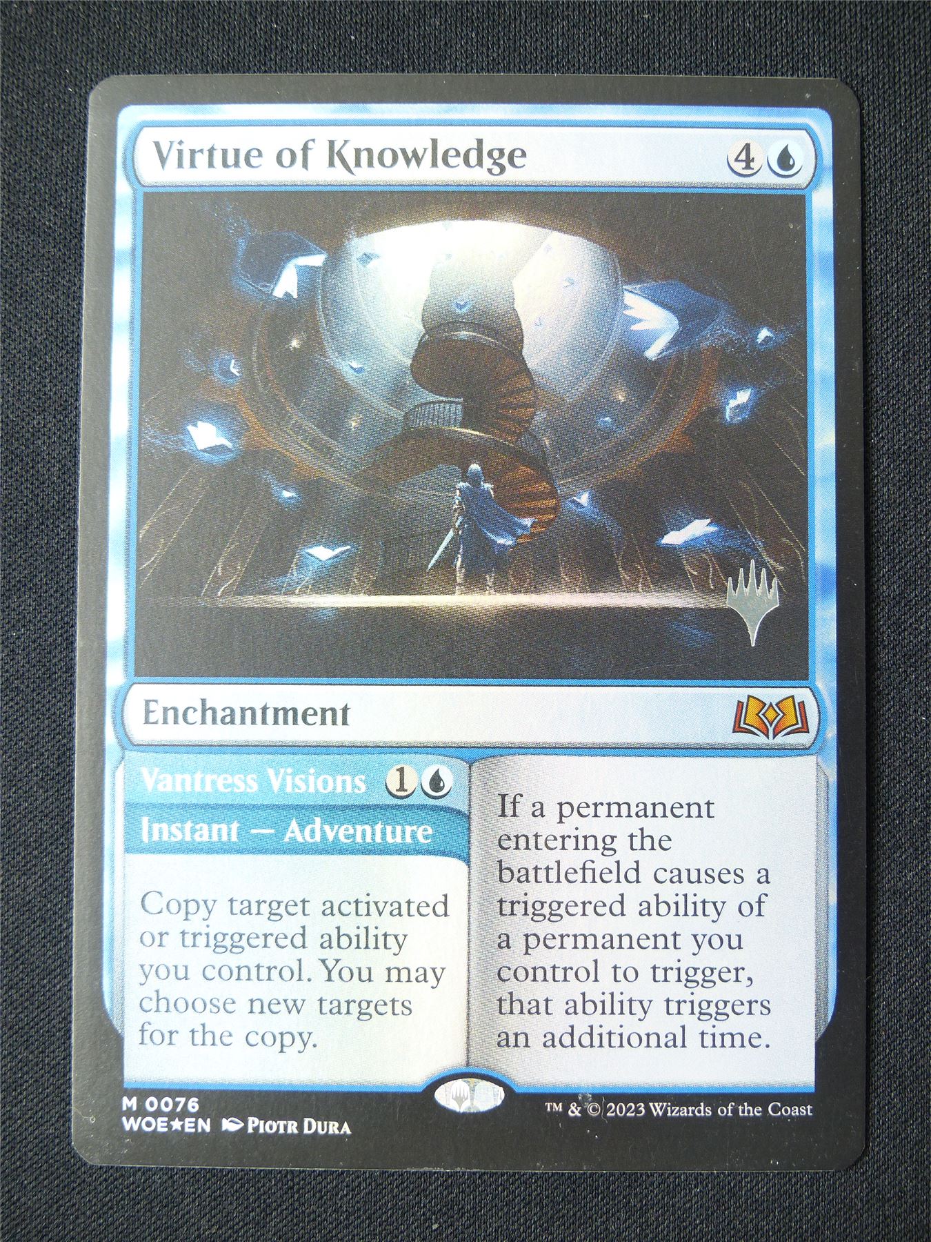 Virtue of Knowledge Foil stamped - WOE - Mtg Card #139