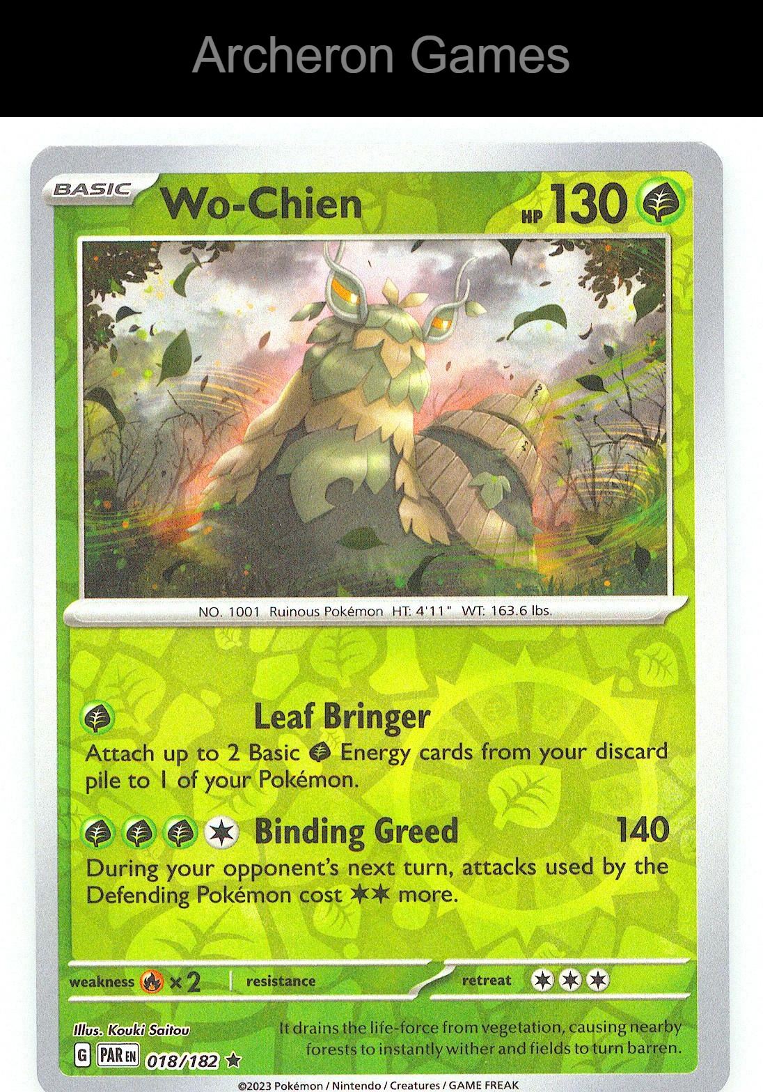 Pokemon Card Wo-Chien PAR 018/182 R Paradox Rift Reverse Holo