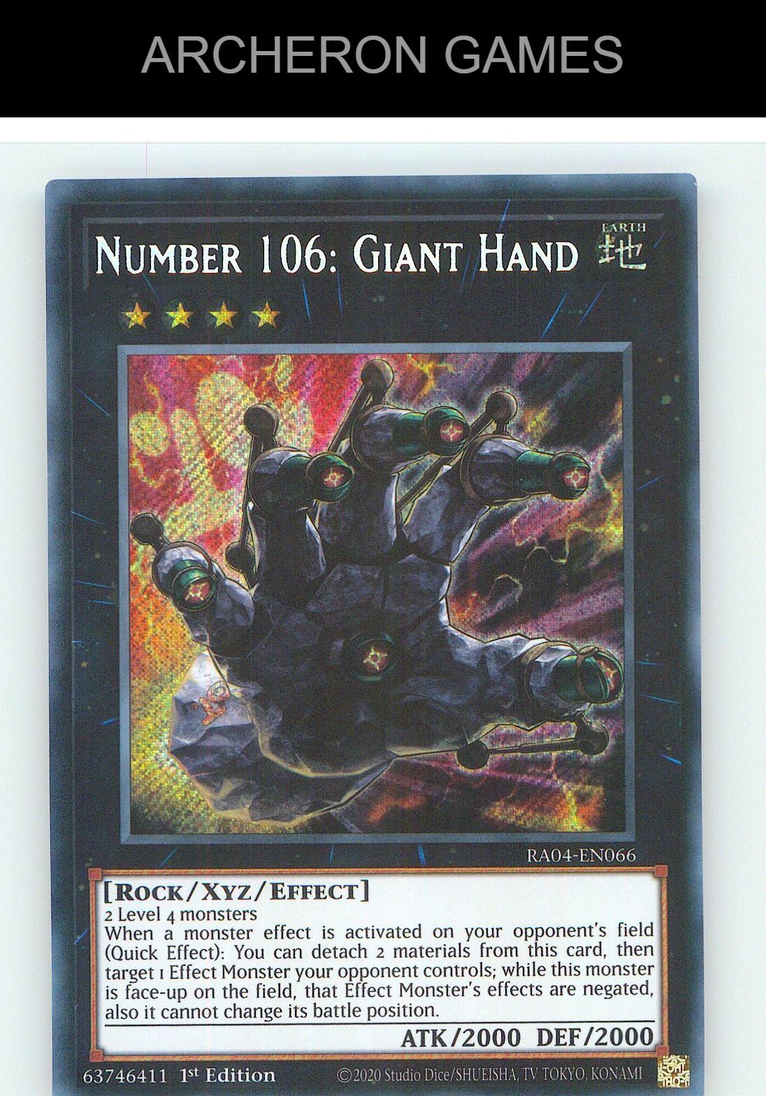 Number 106: Giant Hand (Secret Rare) SEC YUGIOH Card 1st Edition