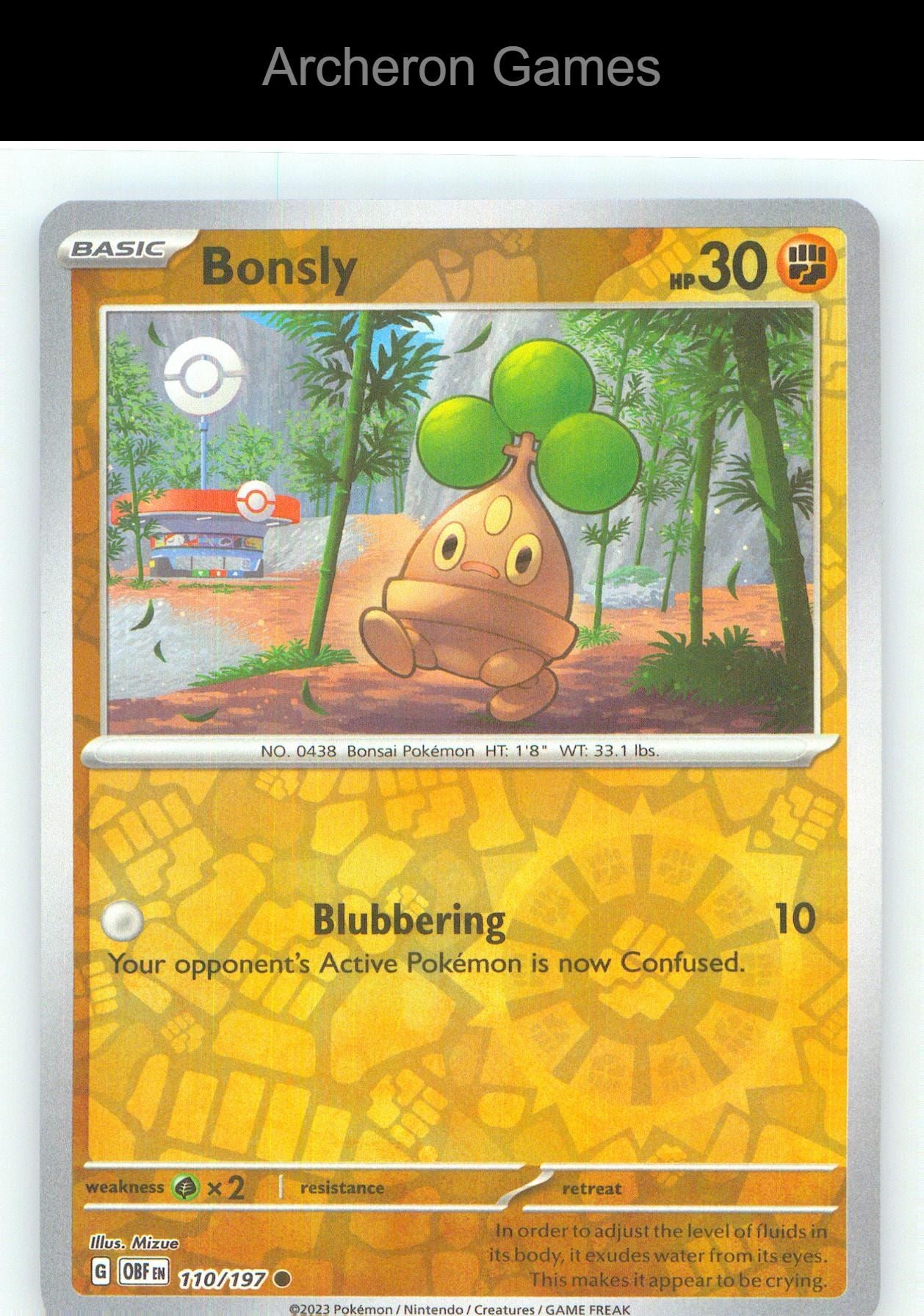 Pokemon Card Bonsly OBF 110/197 C Obsidian Flames Reverse Holo