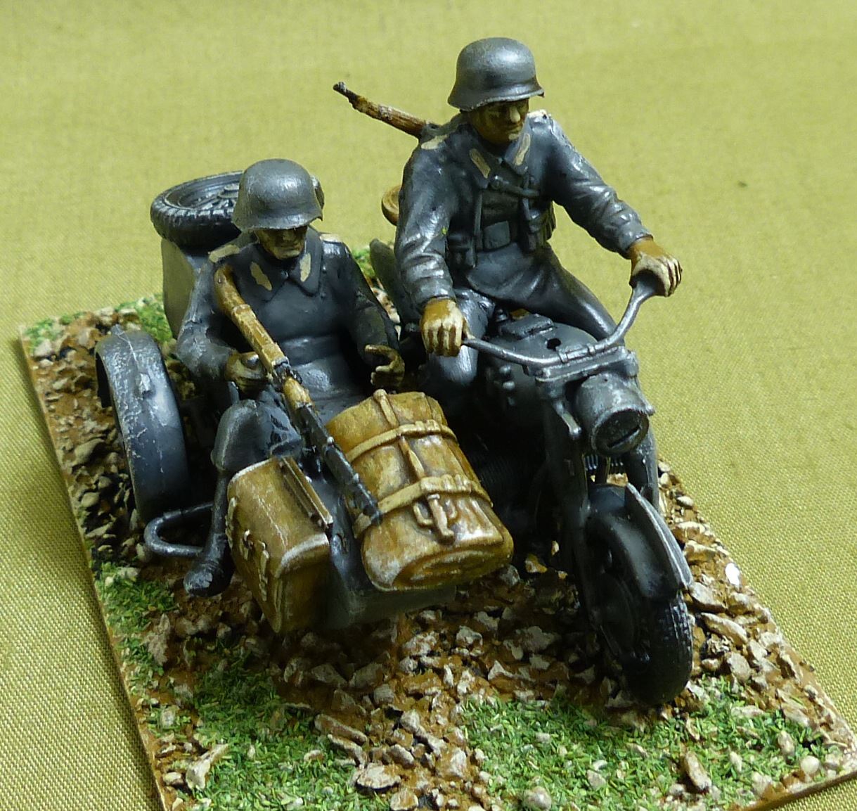 German Military Sidecar Motorcycle KS600 painted 1/35 scale - WW2 Model #173