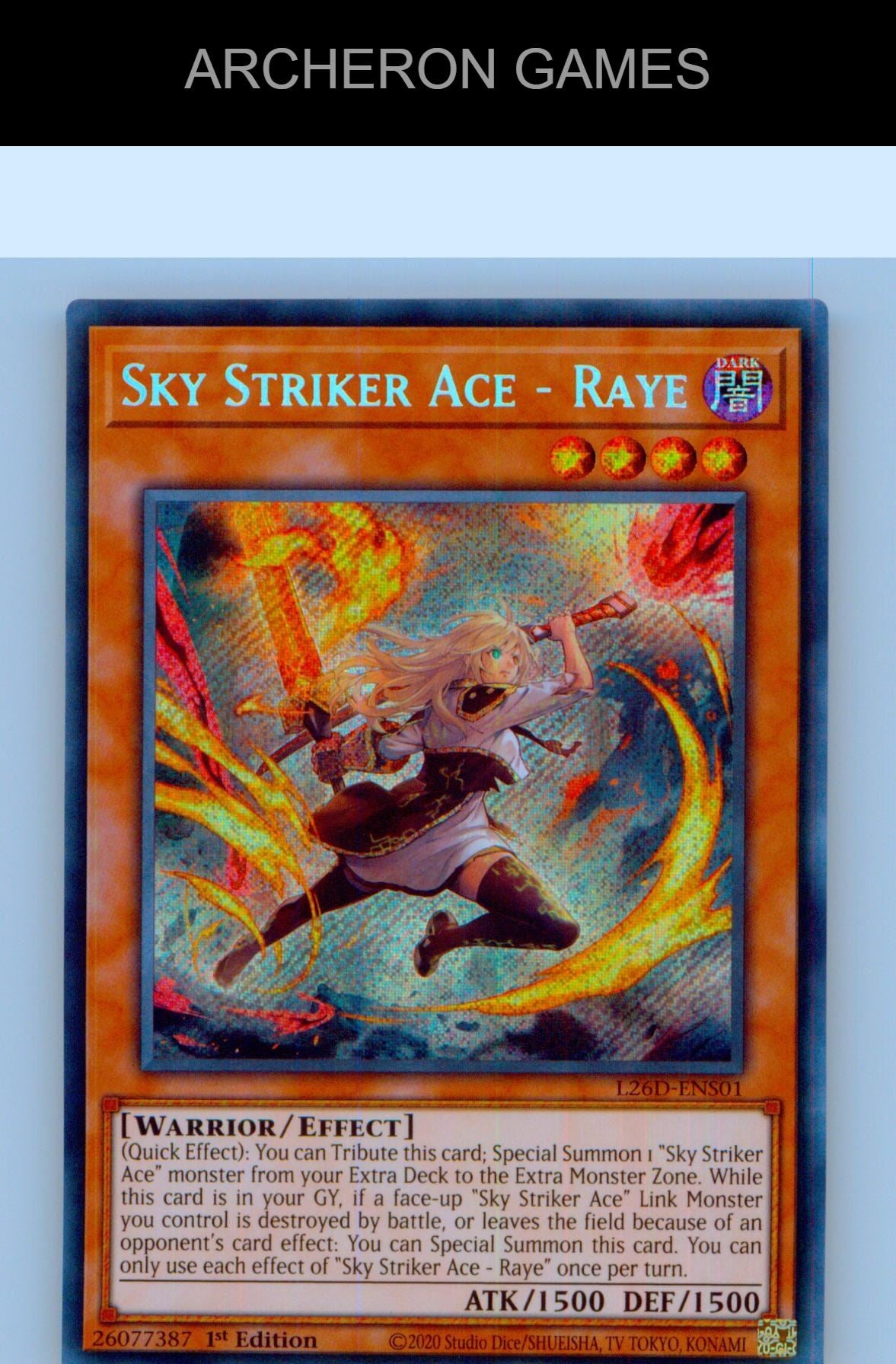 Sky Striker Ace - Raye (Alternate Art) (Secret Rare) SEC YUGIOH Card 1st Edition