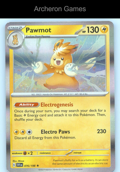 Pokemon Card Pawmot SVI 076/198 R Scarlet & Violet Holo