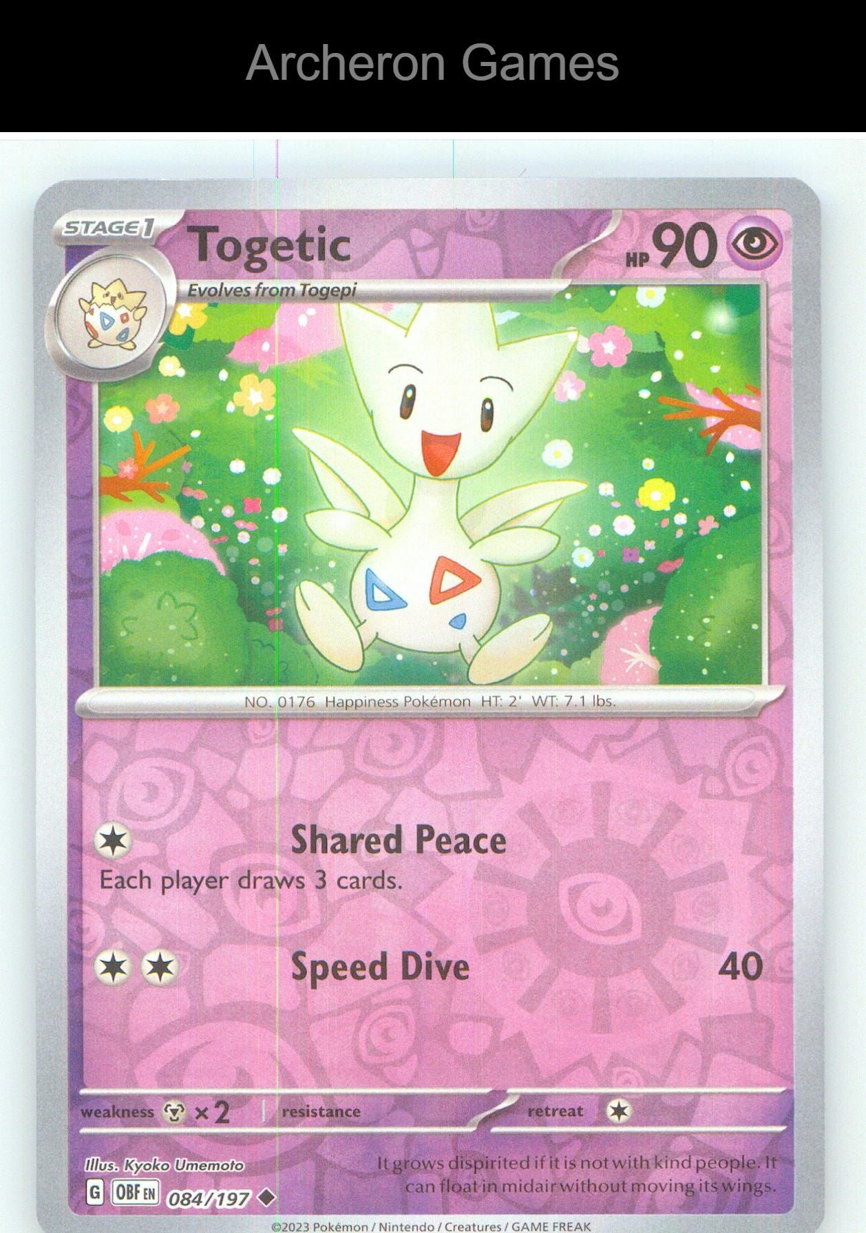 Pokemon Card Togetic OBF 084/197 UC Obsidian Flames Reverse Holo