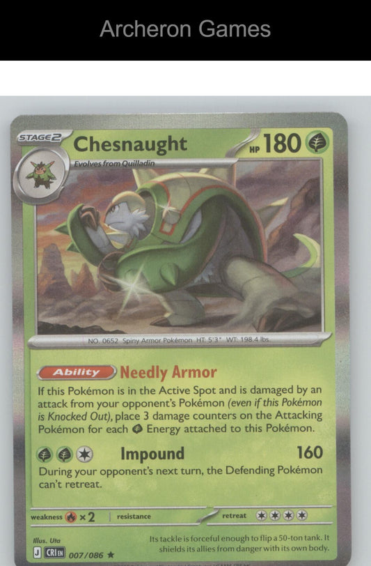 Pokemon Card Chesnaught ME04 007/086 R Chaos Rising Holo