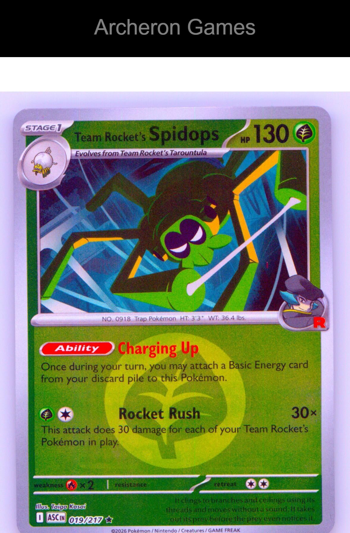 Team Rocket's Spidops (Energy Symbol Pattern) ASC 019/217  Reverse Holo