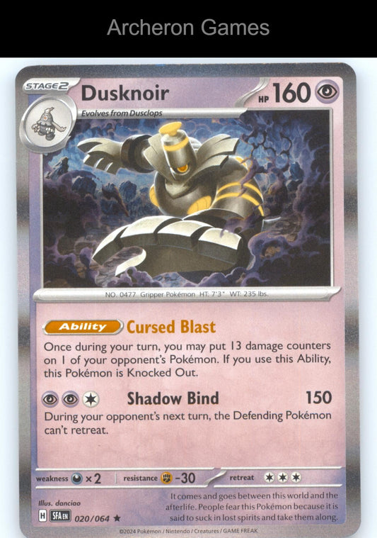 Pokemon Card Dusknoir SFA 020/064 R Shrouded Fable Holo