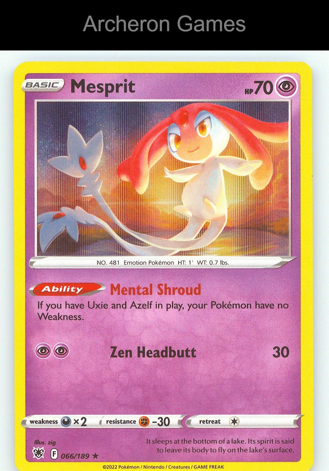Pokemon Card Mesprit ASR 066/189 Line Holo R Astral Radiance