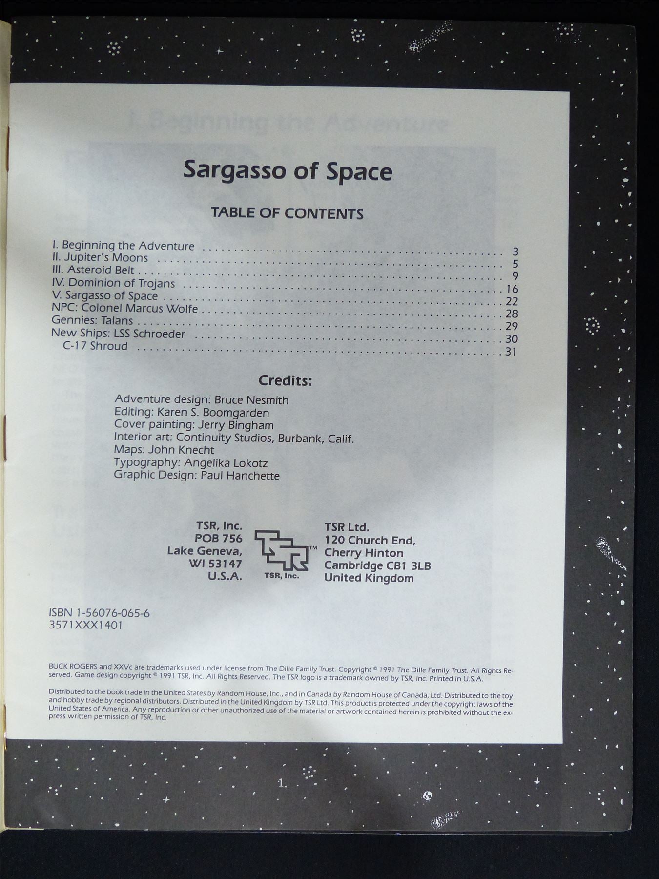 Buck Rogers The 25th Century: Sargasso of Space Adventure - TSR Roleplaying Booklet #2MW