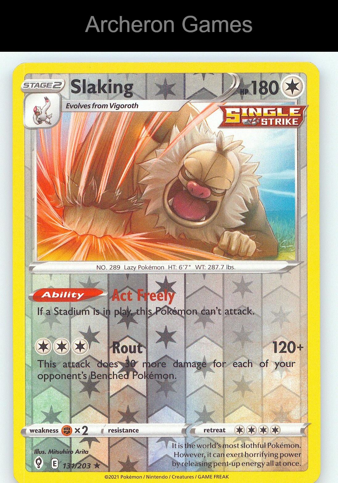 Pokemon Card Slaking EVS 131/203 R Evolving Skies Reverse Holo