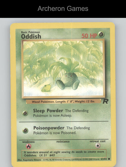 Pokemon Card Oddish TR 63/82 C Team Rocket Unlimited