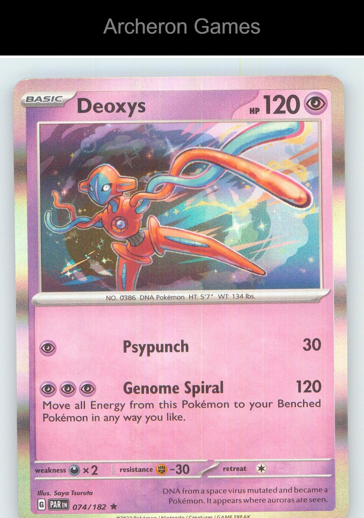 Pokemon Card Deoxys PAR 074/182 R Paradox Rift Holo