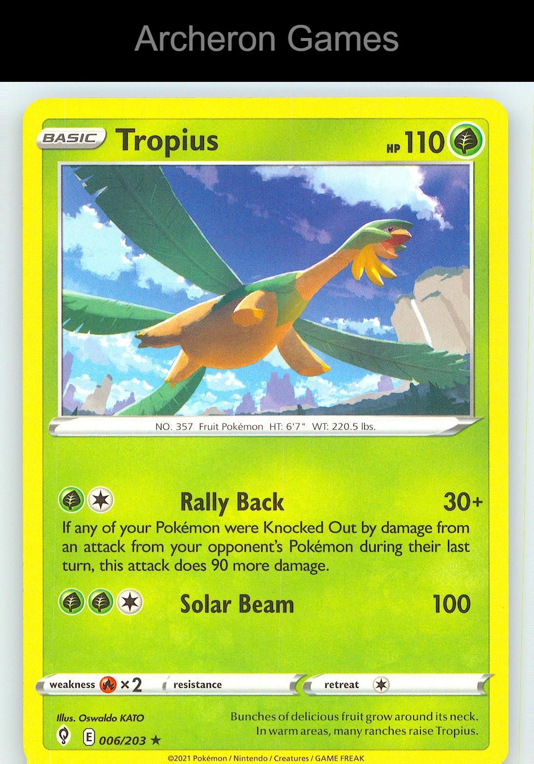 Pokemon Card Tropius EVS 006/203 R Evolving Skies