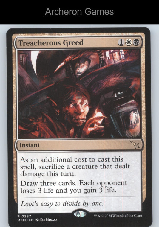Treacherous Greed 237 R MTG Card Promo Pack: Murders at Karlov Manor