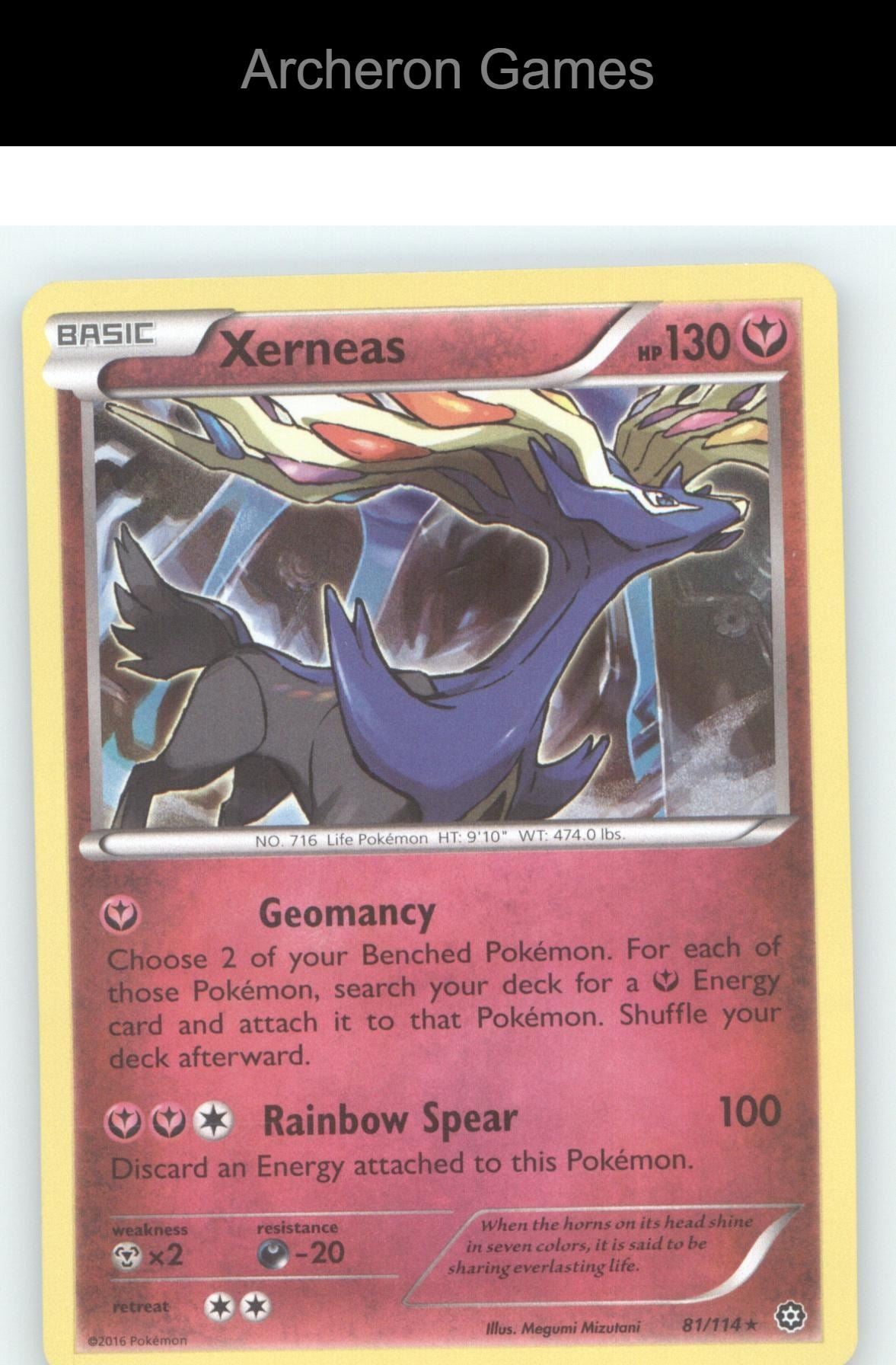 Pokemon Card Xerneas STS 81/114 HOLO R Steam Siege