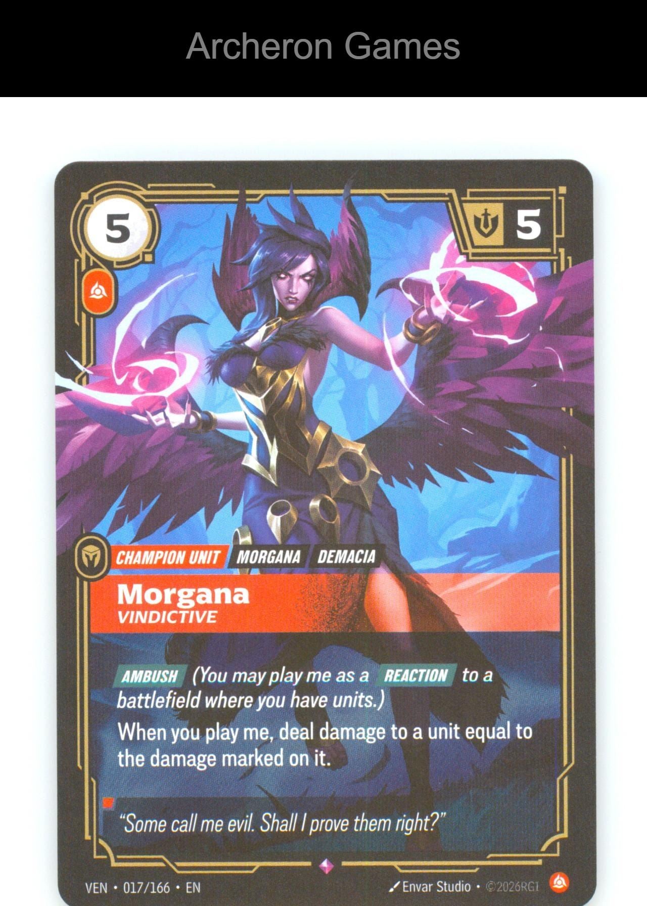 Morgana - Vindictive VEN 017/166 R Vendetta Riftbound Card Foil