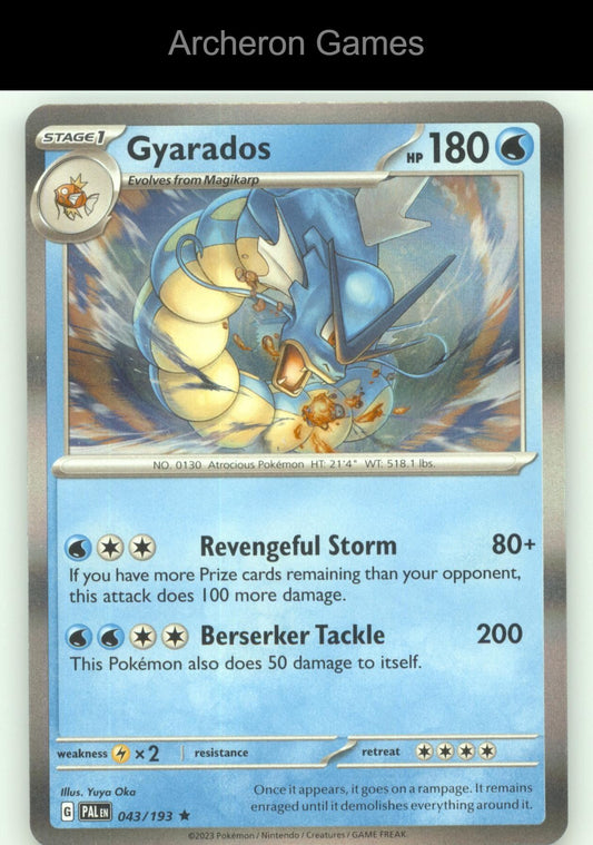Pokemon Card Gyarados PAL 043/193 R Paldea Evolved Holo