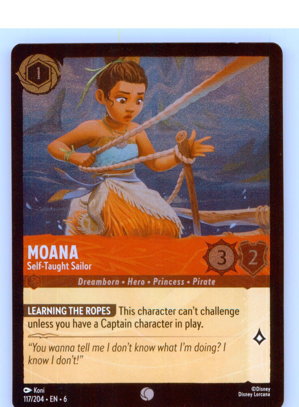 Moana - Self-Taught Sailor 117/204 Common Azurite Sea Lorcana Cold Foil NM/M