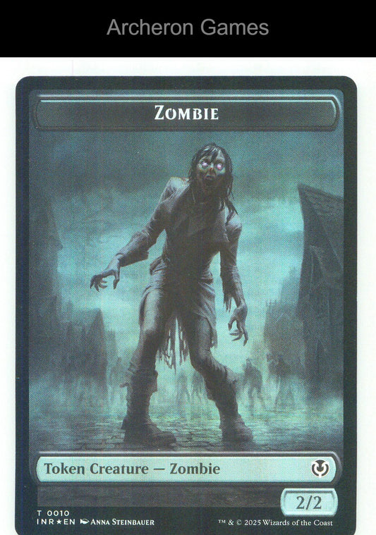 Zombie (0010) // Blood Double-Sided Token INR 10 // 21 MTG Card NM/EX+ Foil