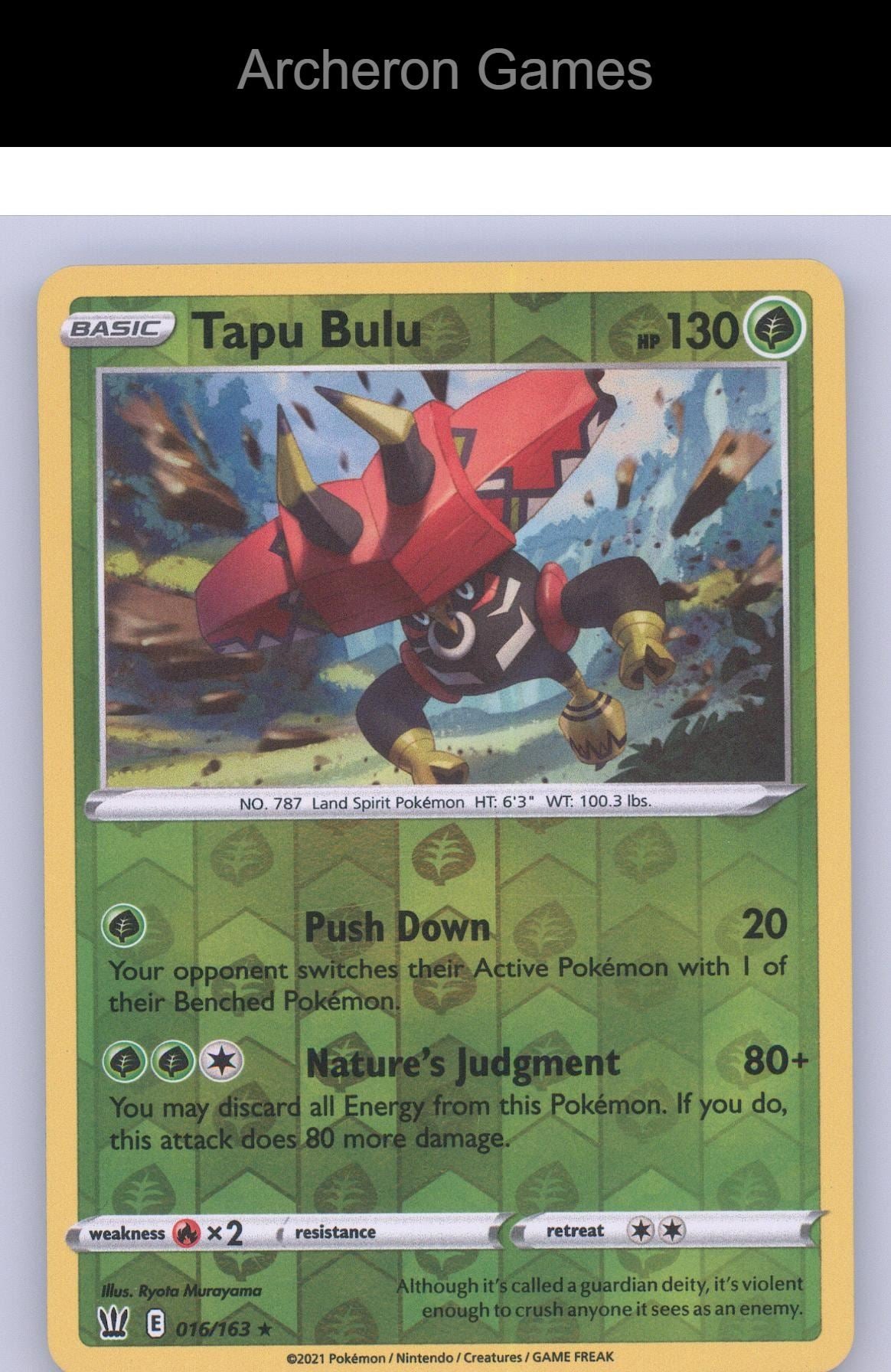 Pokemon Card Tapu Bulu BST 016/163 R Battle Styles Reverse Holo