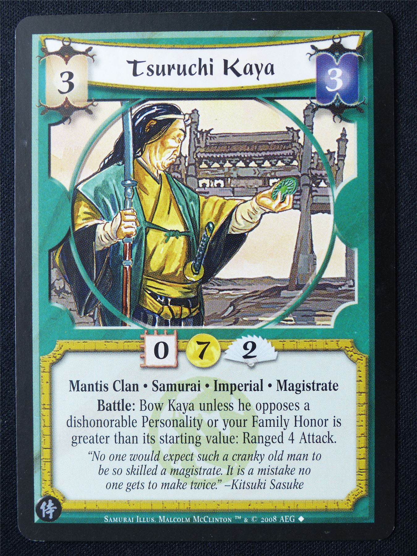 Tsuruchi Kaya - Sam - Legend of the Five Rings L5R Card #10J